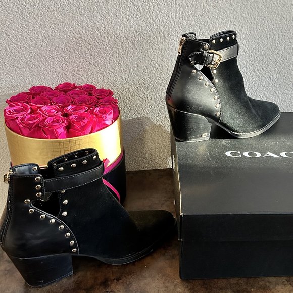Coach Women's Black Studded Boots - Picture 1 of 5